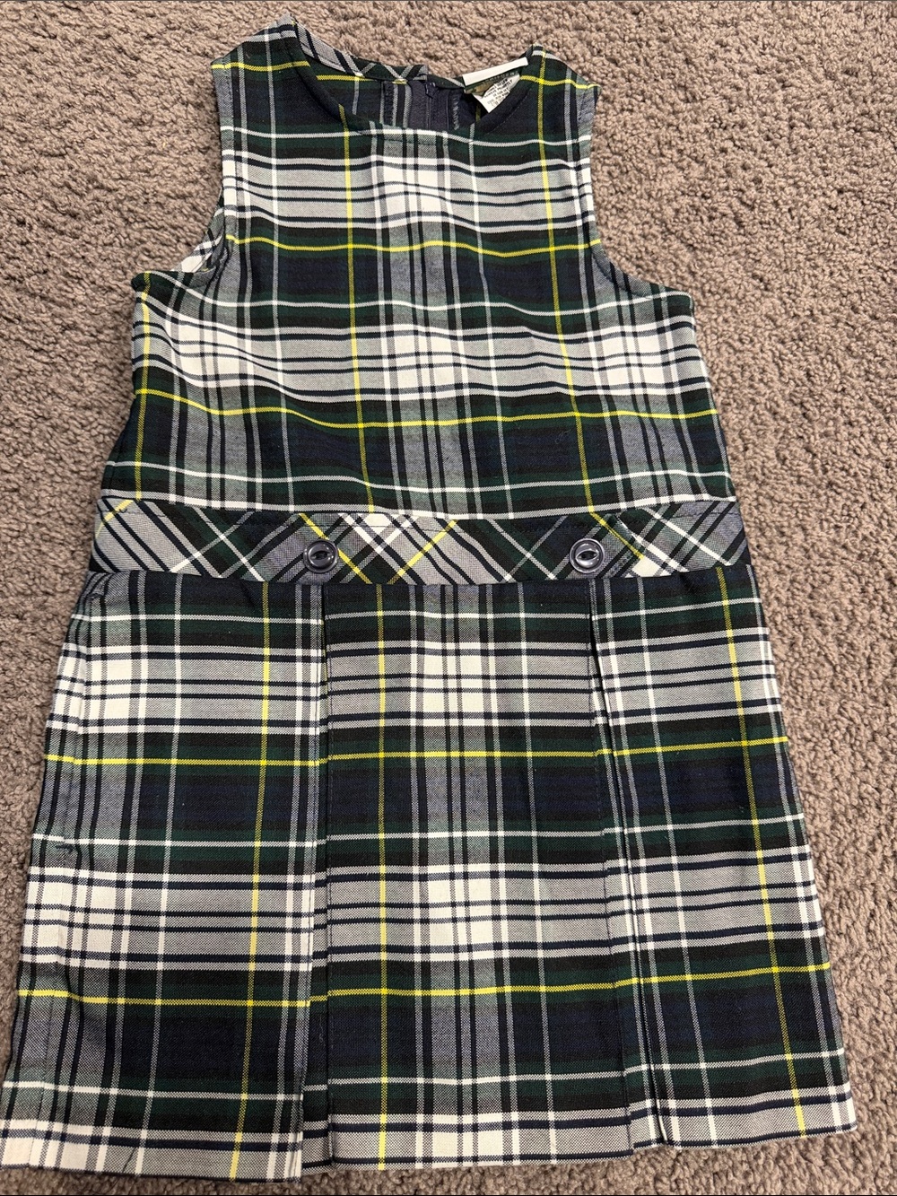 Girls' Green Plaid School Jumper Dress